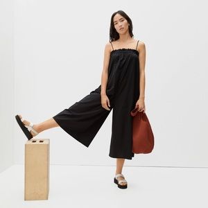 Everlane The Flowy Cotton Wide Leg Jumpsuit in Black S